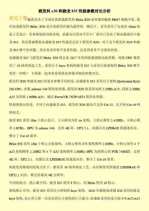 联发科x30和骁龙835性能参数对比分析