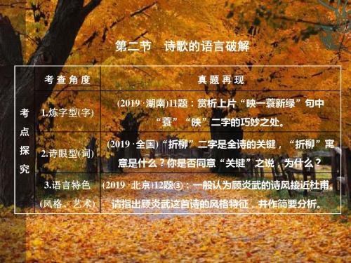 2019语文考点复习课件古代诗歌阅读诗歌的语言破解-PPT文档资料