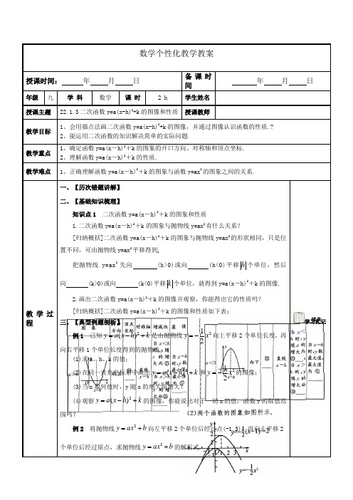 次函数y=axhk的图像和性质教案