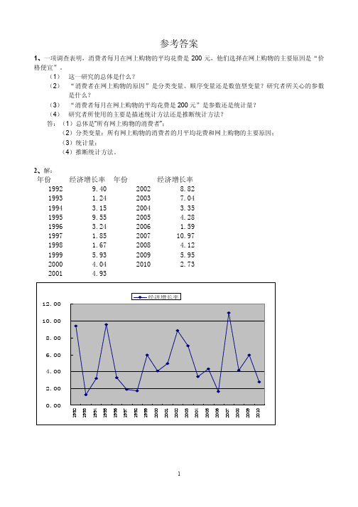 统计SPSS第一次作业参考答案