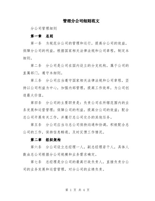 管理分公司细则范文