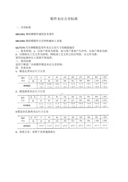 锻件未注公差标准