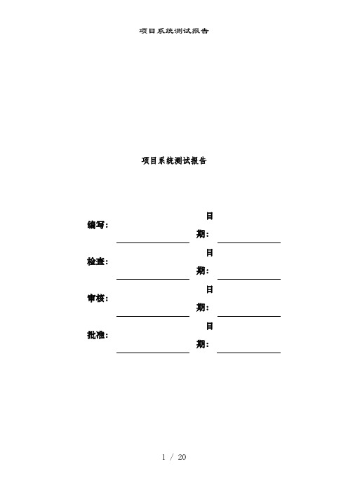 项目系统测试报告