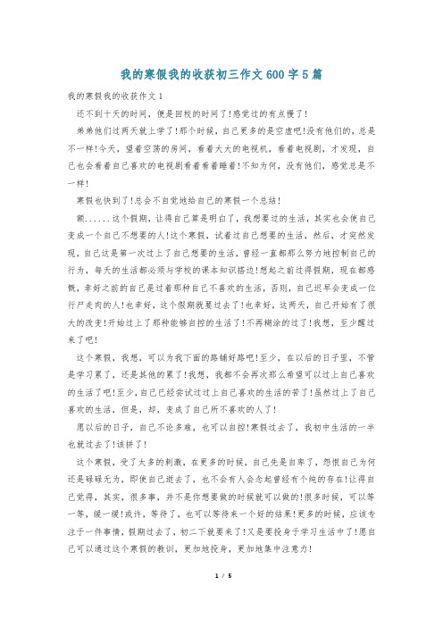 我的寒假我的收获初三作文600字5篇