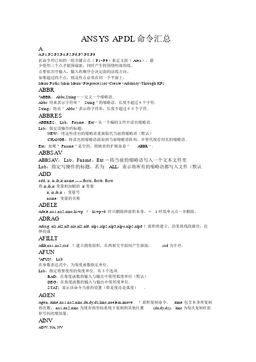 完整word版,ANSYSAPDL命令汇总,推荐文档