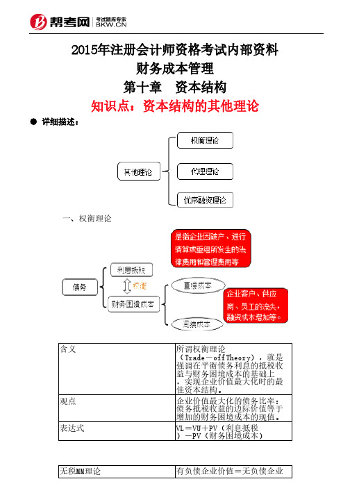 第十章 资本结构-资本结构的其他理论