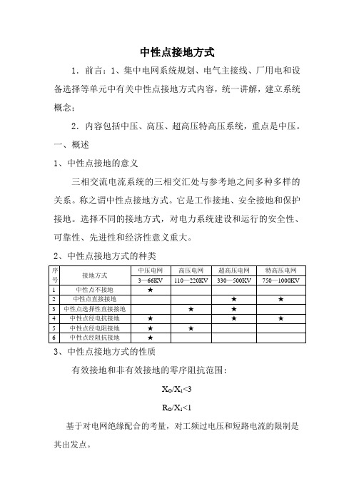 中性点接地方式