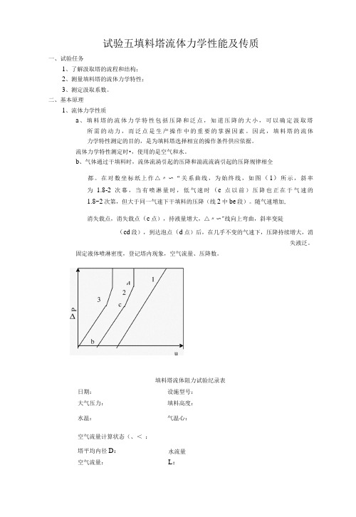 填料塔流体力学性能及传质