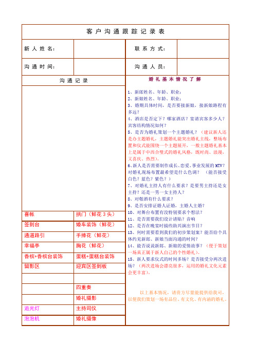 客户沟通跟踪记录表