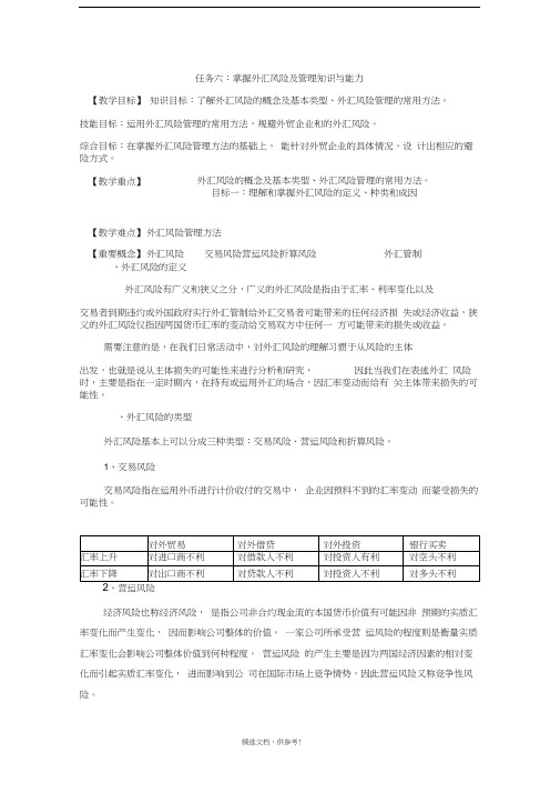 外汇风险及管理