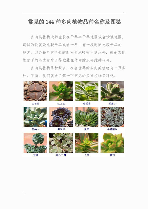 常见144种多肉植物品种名称及图鉴