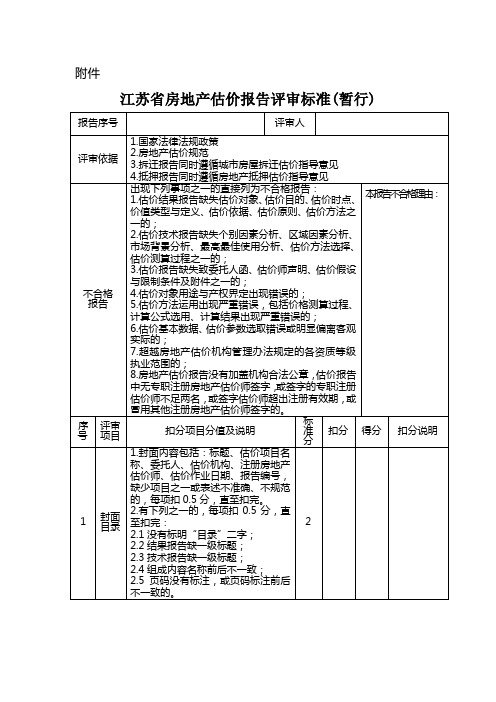 江苏省房地产估价报告评审标准(暂行)