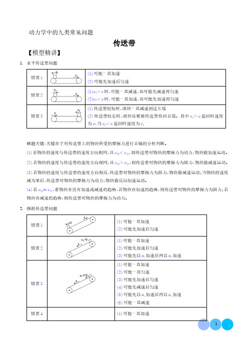 传送带(解析版)--动力学中的九类常见问题