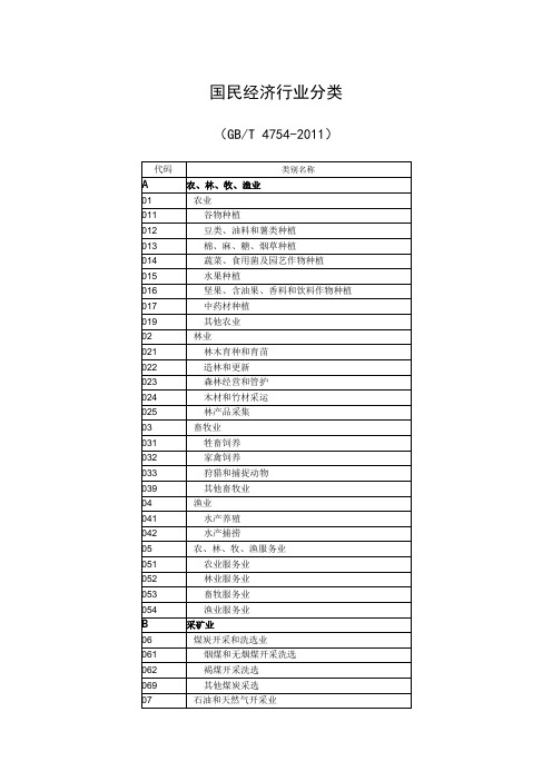 国民经济行业分类