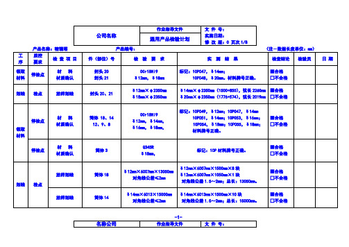 压力容器产品质量检验计划