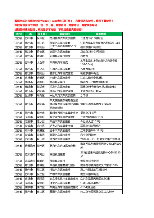 2020新版江苏省真皮座椅工商企业公司商家名录名单黄页联系电话号码地址大全168家