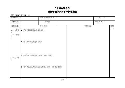 内审检查表(通用)