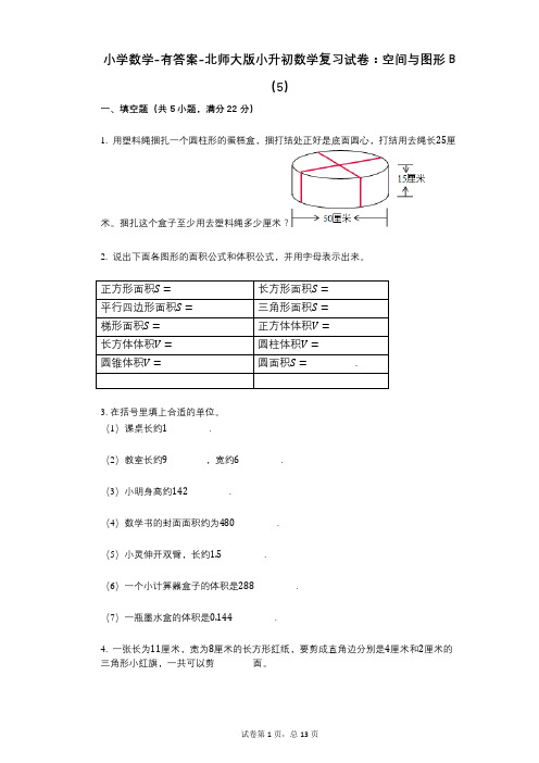 小学数学-有答案-北师大版小升初数学复习试卷：空间与图形B(5)