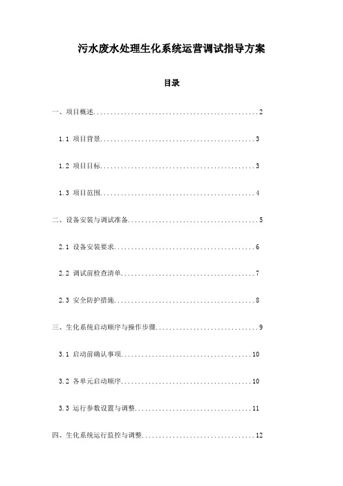 污水废水处理生化系统运营调试指导方案