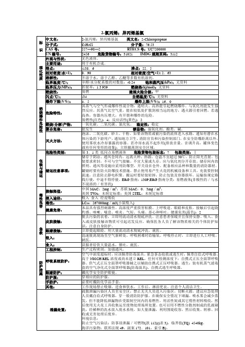 2-氯丙烯;异丙烯基氯化学品安全技术说明书MSDS