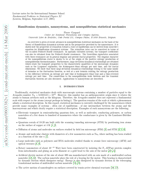 Hamiltonian dynamics, nanosystems, and nonequilibrium statistical mechanics