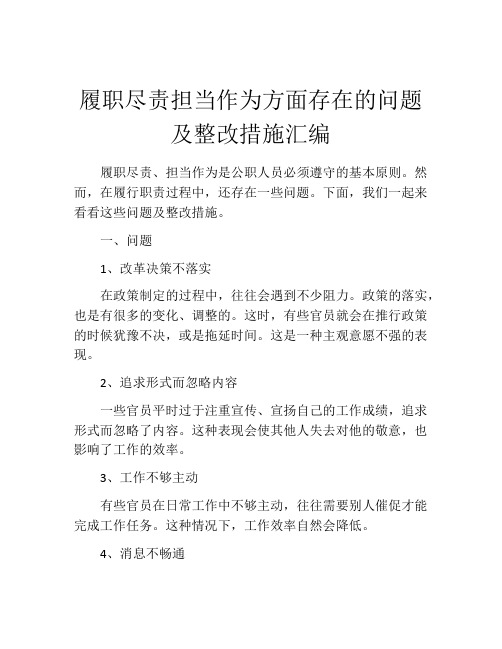 履职尽责担当作为方面存在的问题及整改措施汇编