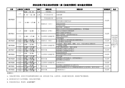 13日开班《初级育婴师》培训鉴定课程表自动保存的.xls