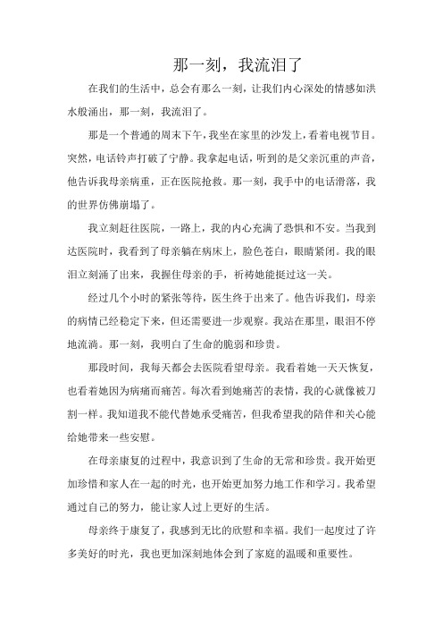 《那一刻,我流泪了》800字