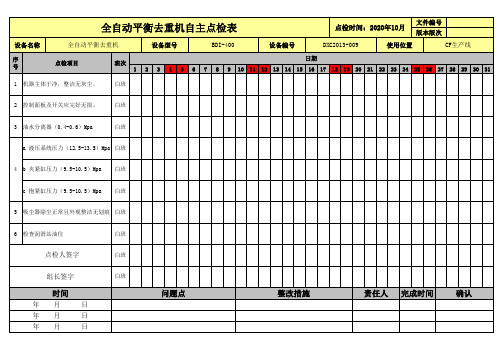 全自动平衡去重机自主点检表