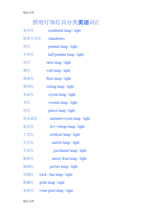 (整理)灯饰灯具英语词汇