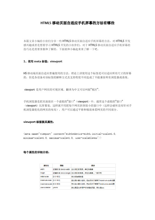 HTML5移动页面自适应手机屏幕的方法有哪些