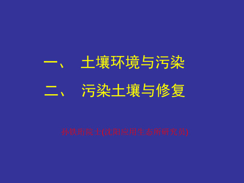 孙铁珩院士(沈阳应用生态所研究员) 课件------土壤环境与污染及污染土壤与修复