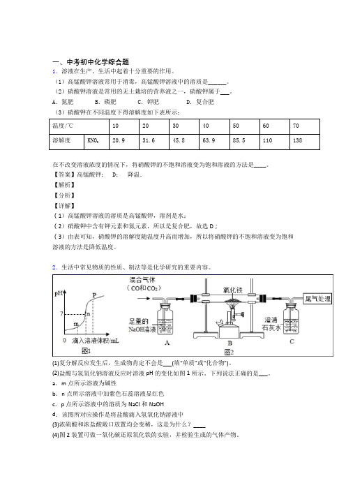 2020-2021中考化学与综合题有关的压轴题附答案