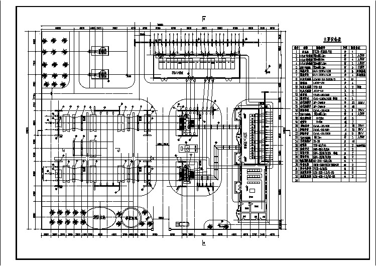 某110KV变电站布置图（含主要设备表）