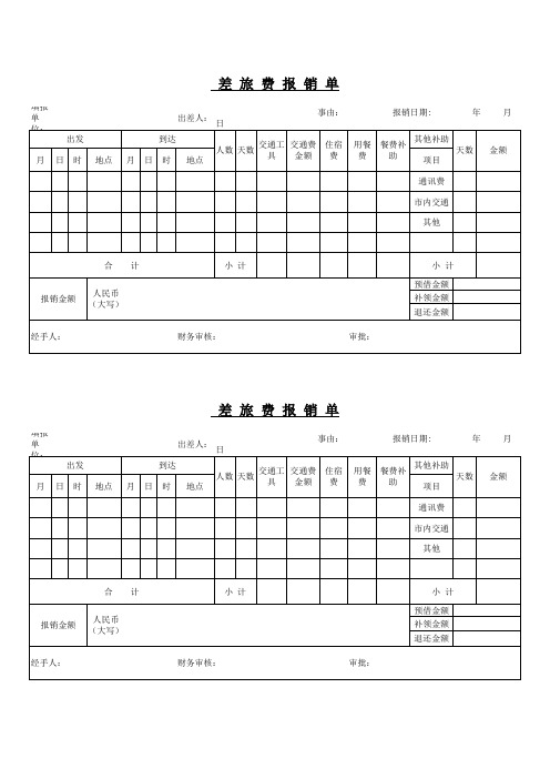 差旅费报销单EXCEL模板-最新版