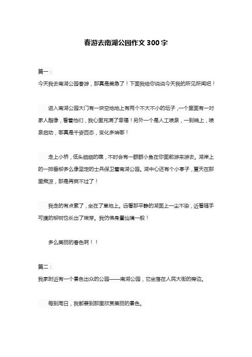 春游去南湖公园作文300字