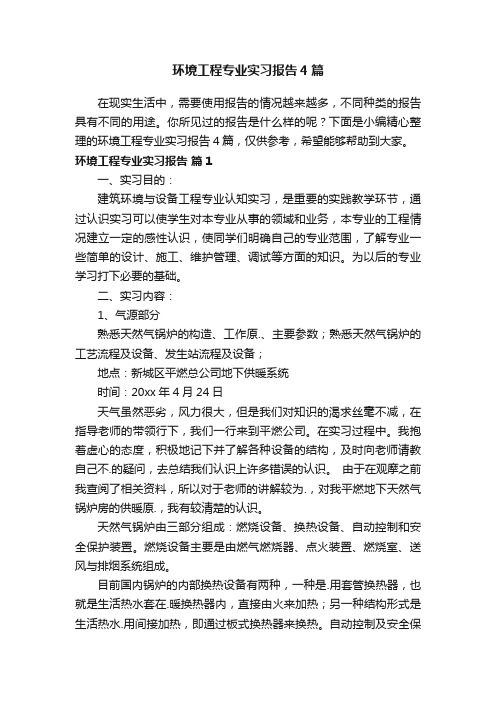 环境工程专业实习报告4篇