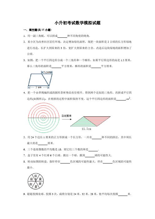 六年级小升初数学押题试卷(含答案)