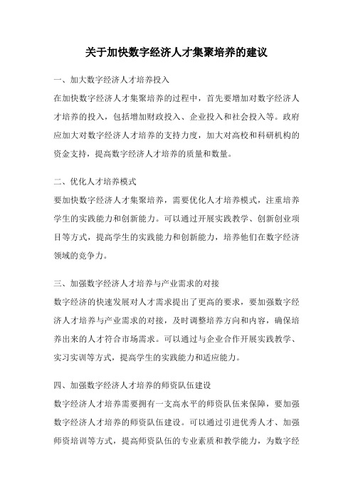 关于加快数字经济人才集聚培养的建议