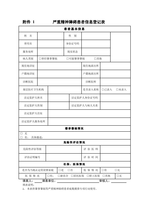 严重精神障碍患者登记表