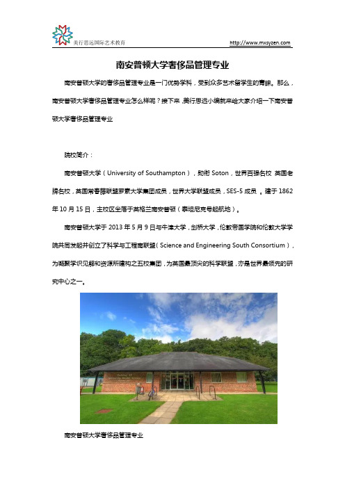 南安普顿大学奢侈品管理专业