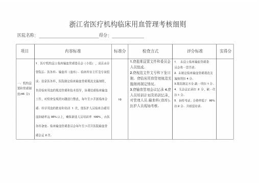 (附件3)浙江省医疗机构临床用血管理考核细则