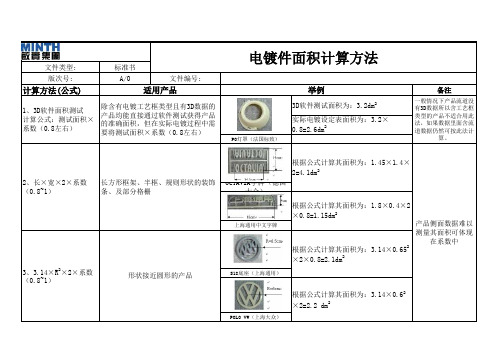 电镀件面积计算方法