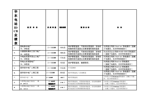 华东电站IDCB业绩表