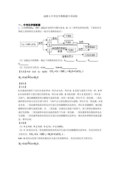 成都1中考化学推断题专项训练
