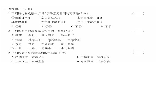 六年级下册语文习题课件 第二章汉字 全国通用 3