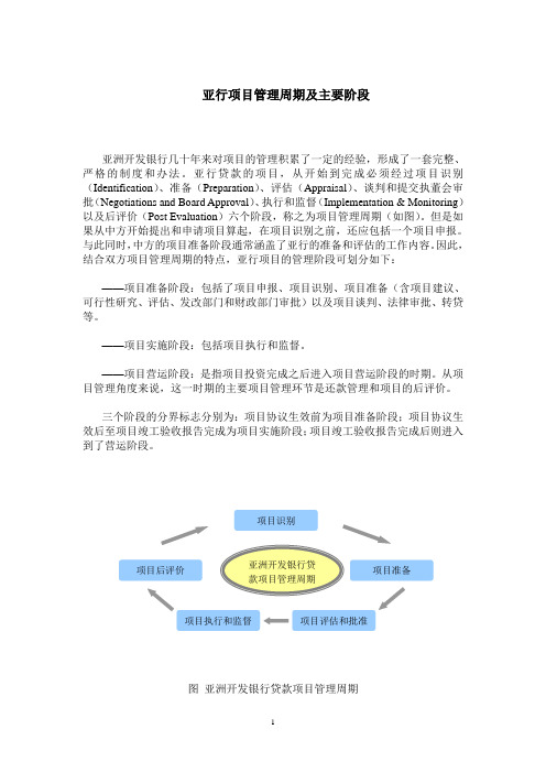 亚行贷款赠款项目管理周期及主要阶段