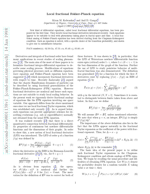 Local fractional Fokker-Planck equation