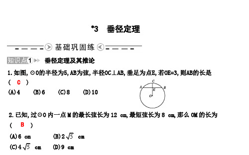 2020春北师大版数学九年级下册第三章 圆 3 垂径定理