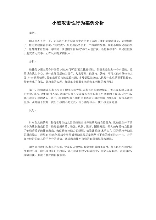 小班攻击性行为案例分析